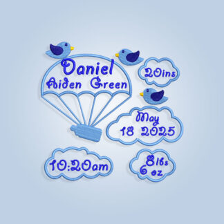 Birds Baby Birth Announcement Embroidery design