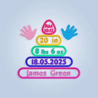 Pyramid Baby Birth Announcement Embroidery design files