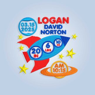 Rocket Baby Birth Announcement Embroidery design