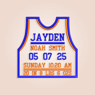 Basketball Baby Birth Announcement Embroidery design