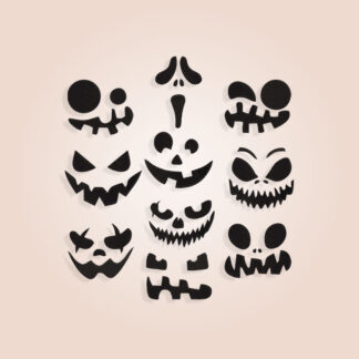 10 Pumpkin faces, bundle of Halloween Embroidery design