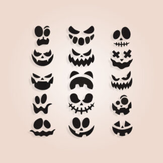 15 Pumpkin faces, bundle of Halloween Embroidery design