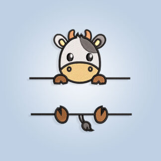 Cow holds name frame Embroidery design files