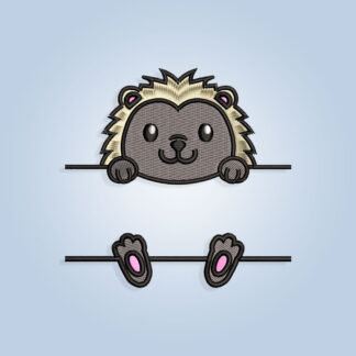 Hedgehog holds name frame Embroidery design