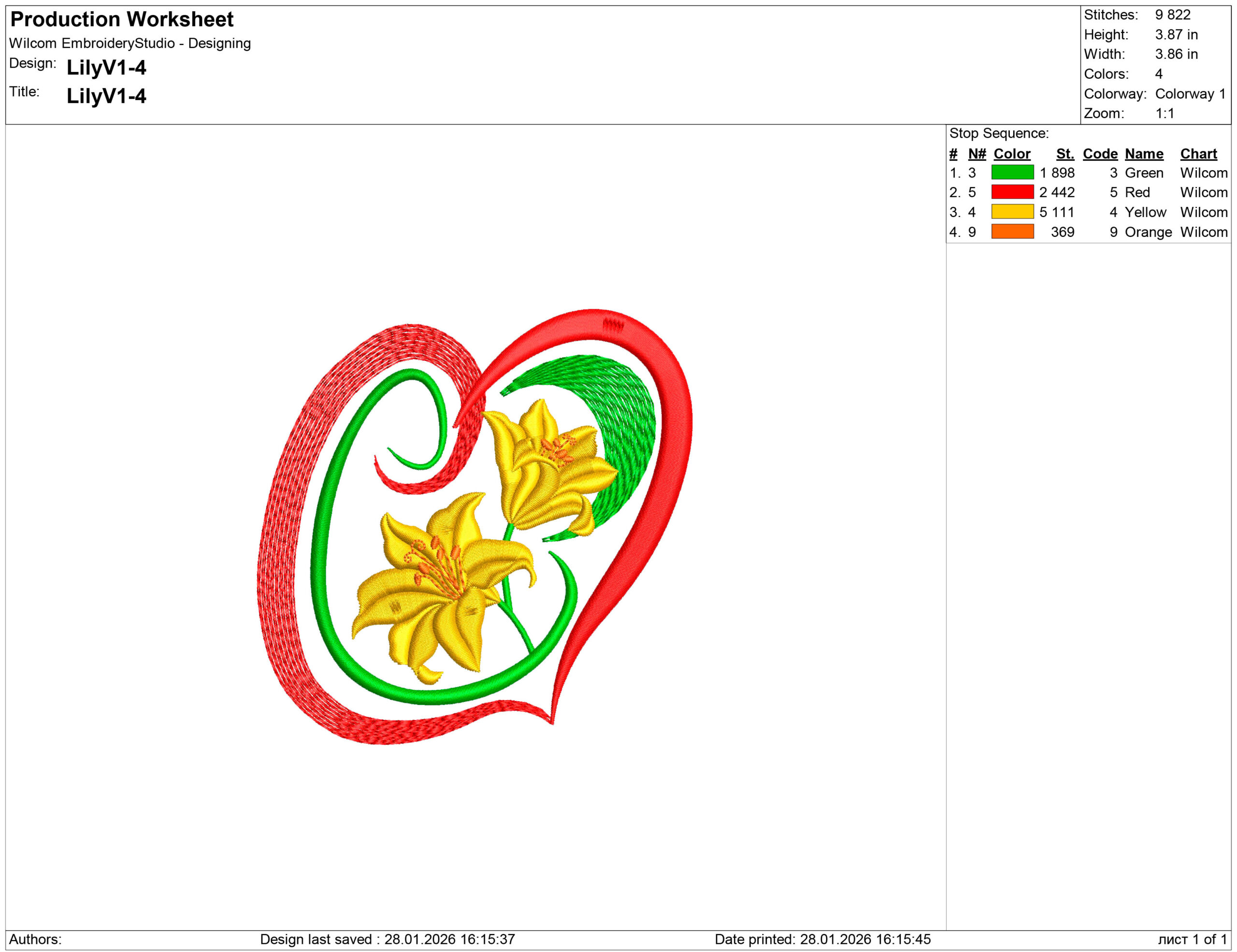 Heart and lily flowers Embroidery design files - Image 2
