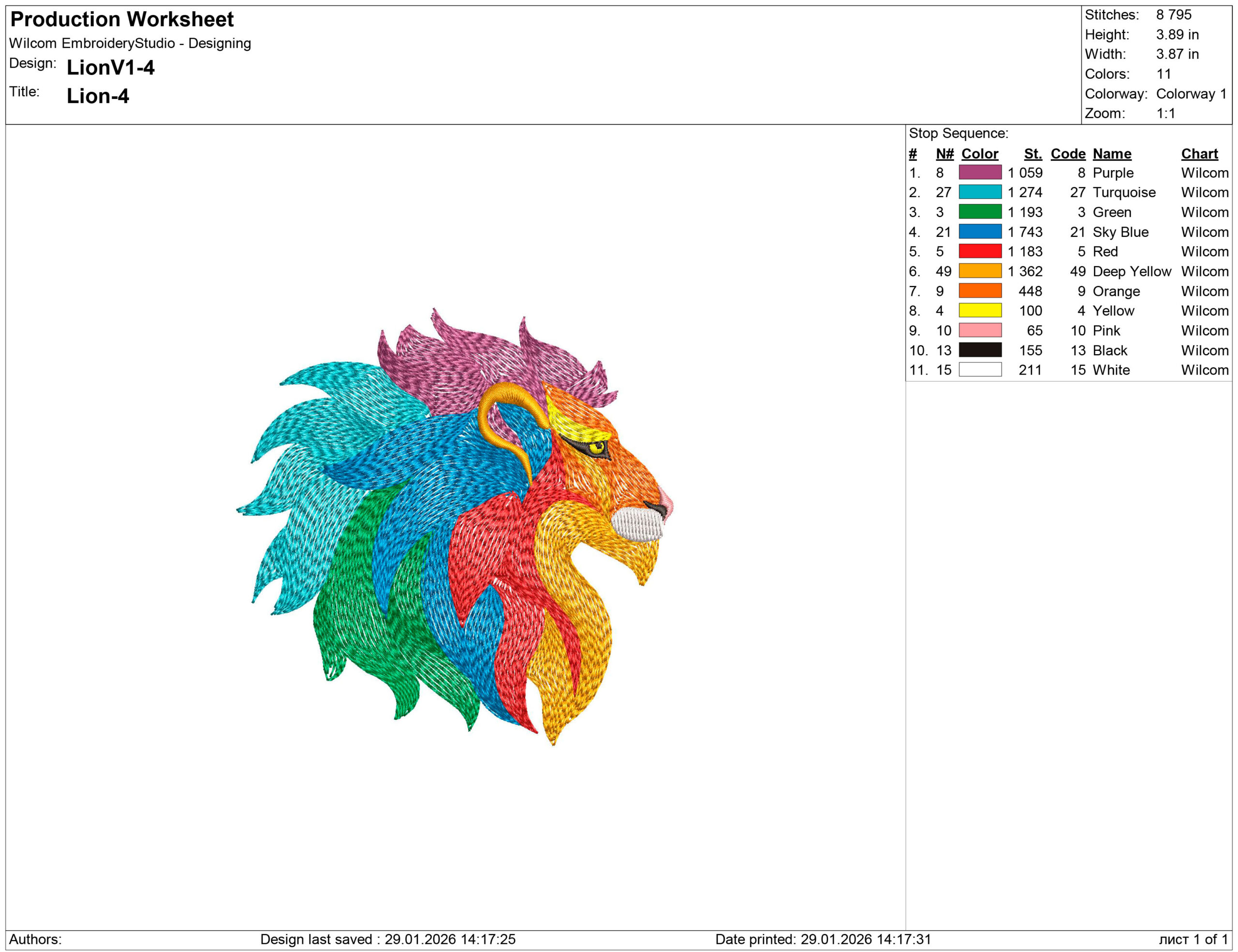 Rainbow Lion Embroidery design files - Image 2