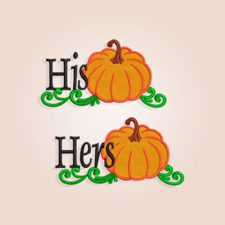 His pumpkin and hers pumpkin Embroidery designs