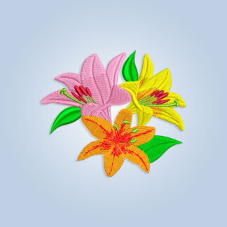 Three tiger lily flowers Embroidery design files