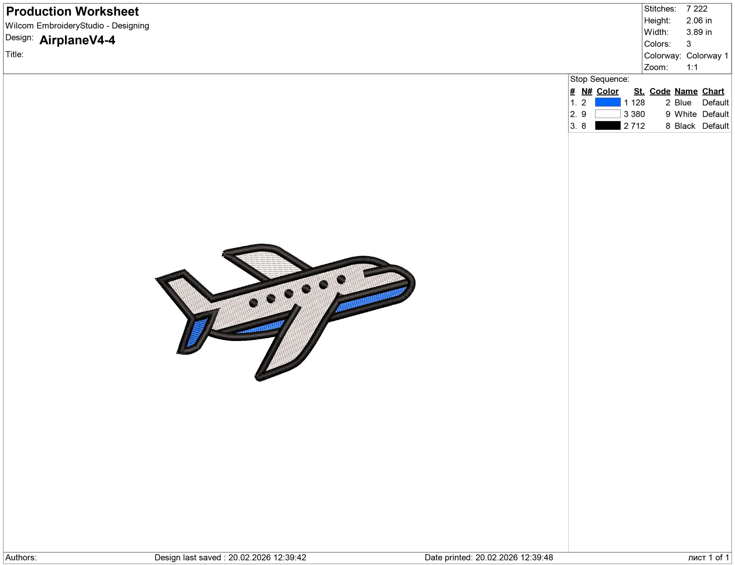 Blue Bottom Airplane Embroidery design