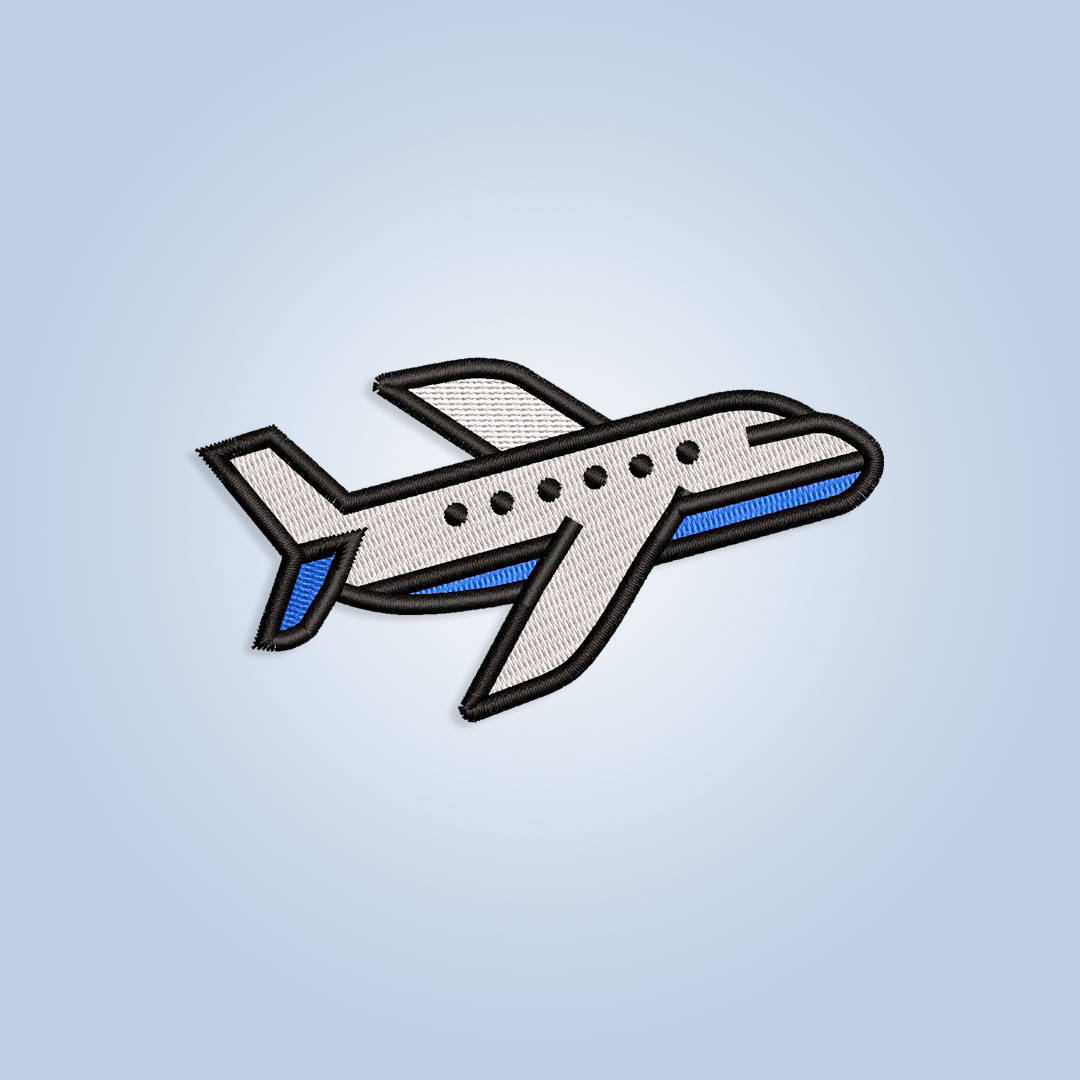 Blue Bottom Airplane Embroidery design