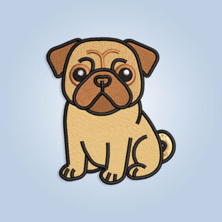 Sitting Pug Dog Embroidery design files