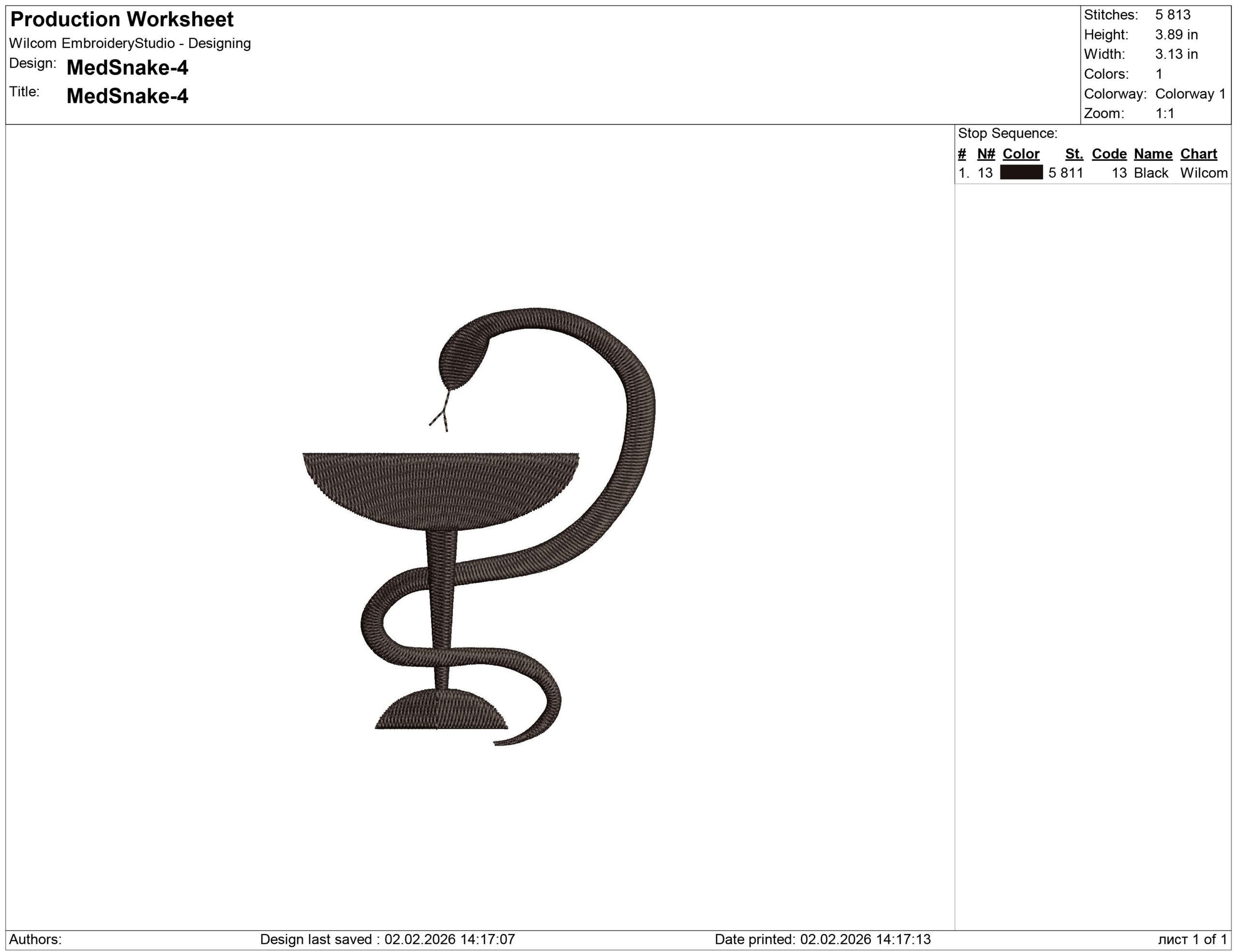 Bowl of Hygieia Embroidery design