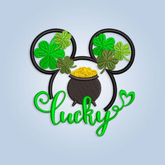 Mouse Silhouette with Clover Embroidery design files