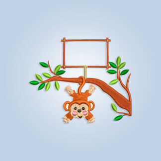 Monkey and Name frame Embroidery design files