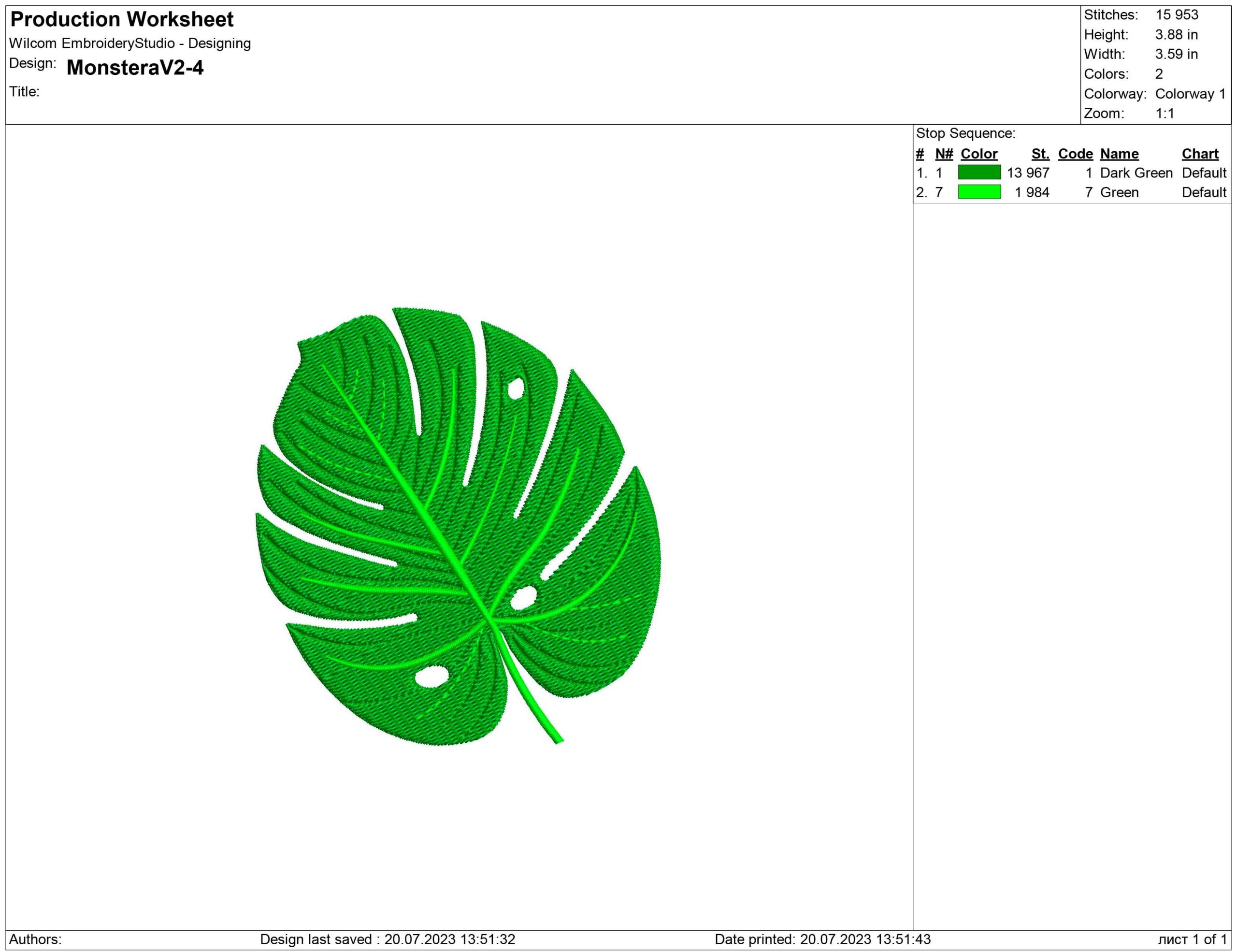 Monstera Leaf Embroidery design files - Image 2