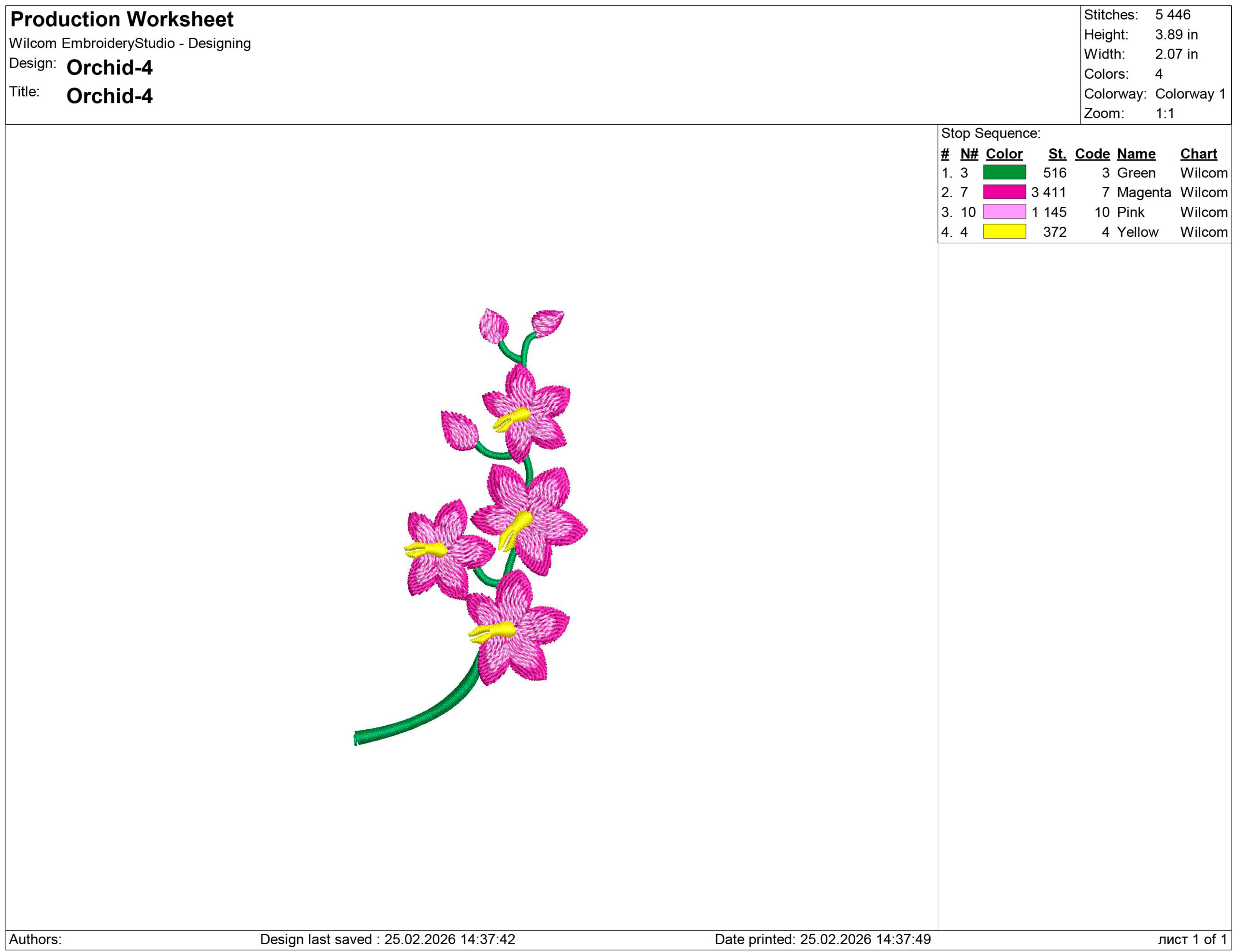 Tropical Flower Orchid Embroidery design