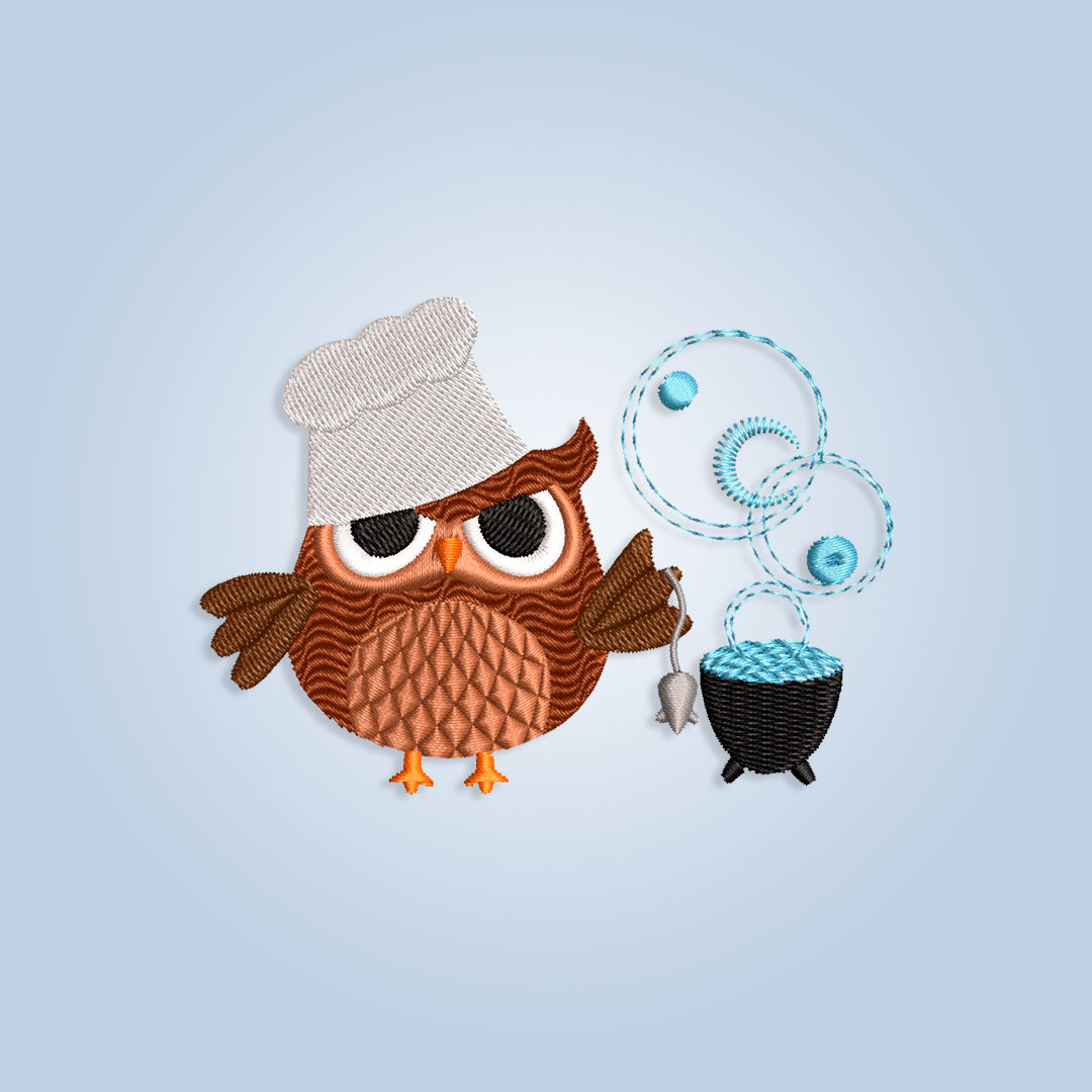 Owl Chef Embroidery Design