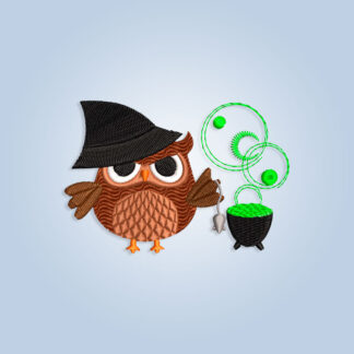 Owl Witch Embroidery Design