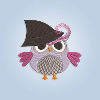 Owl in Hat embroidery design files