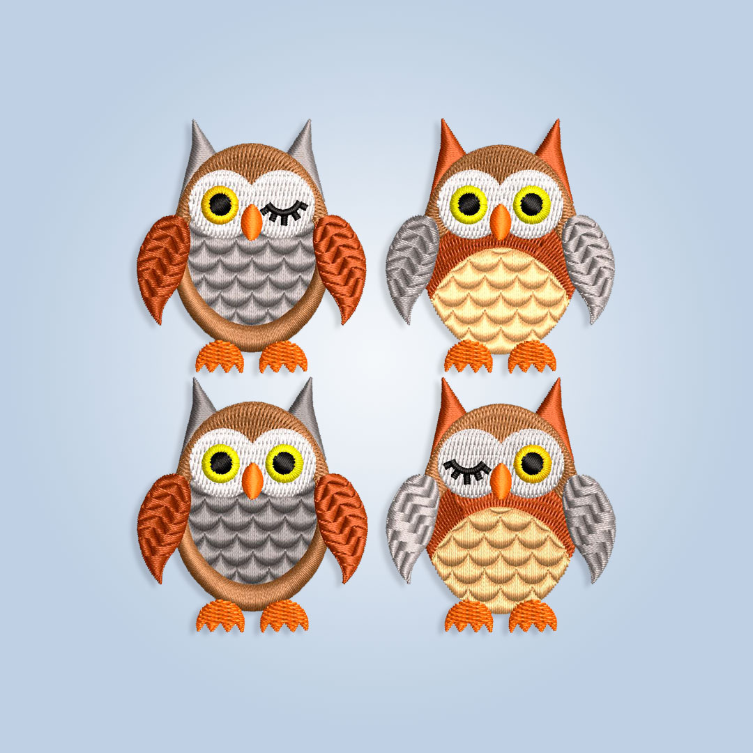 Bundle of Owls embroidery design files