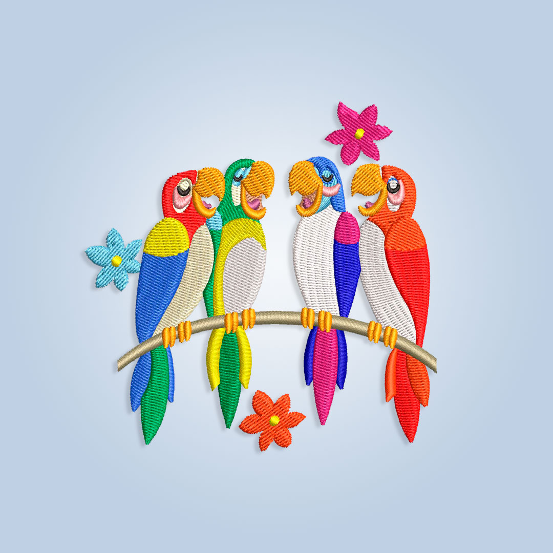 Parrots embroidery design
