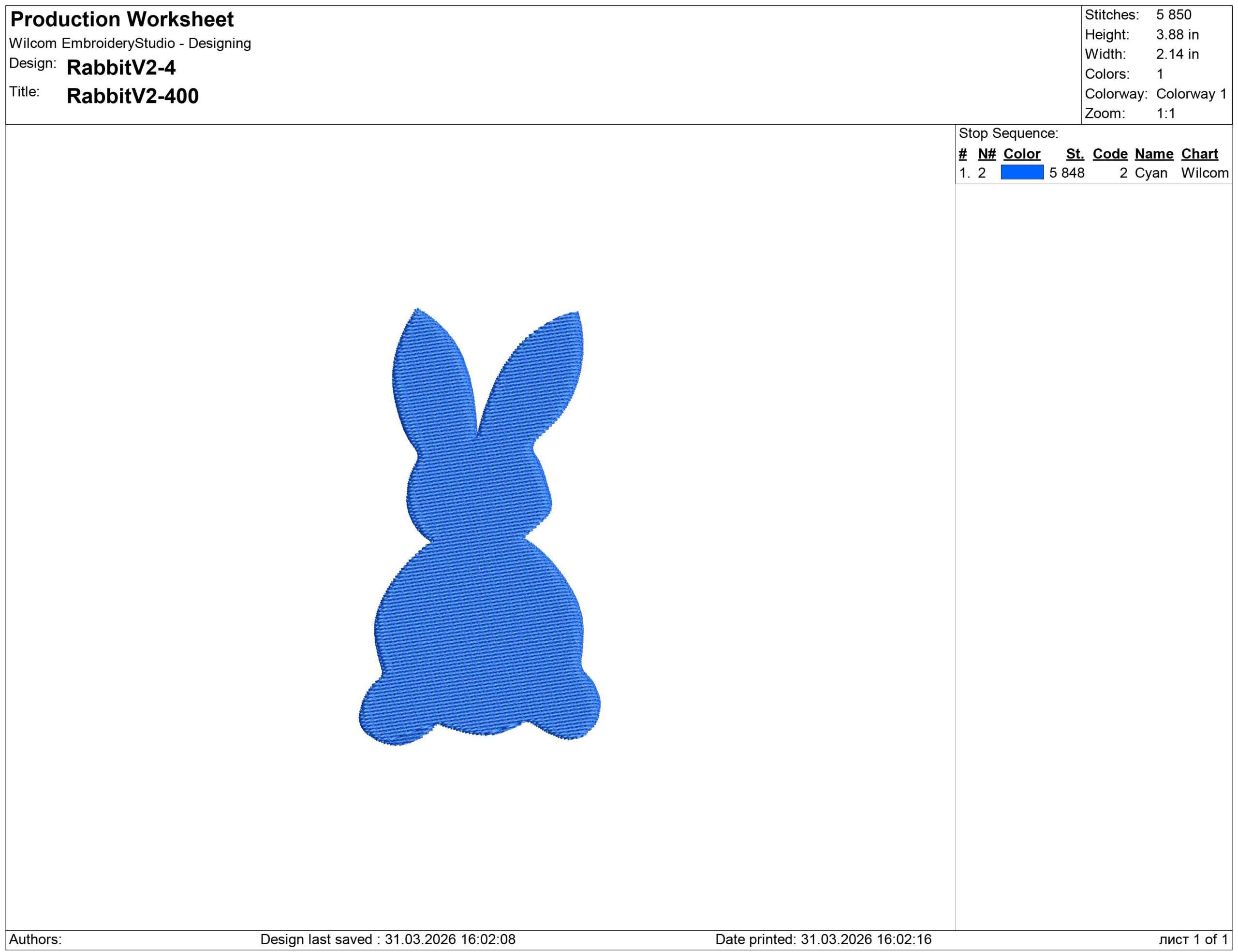 Bunny Embroidery design