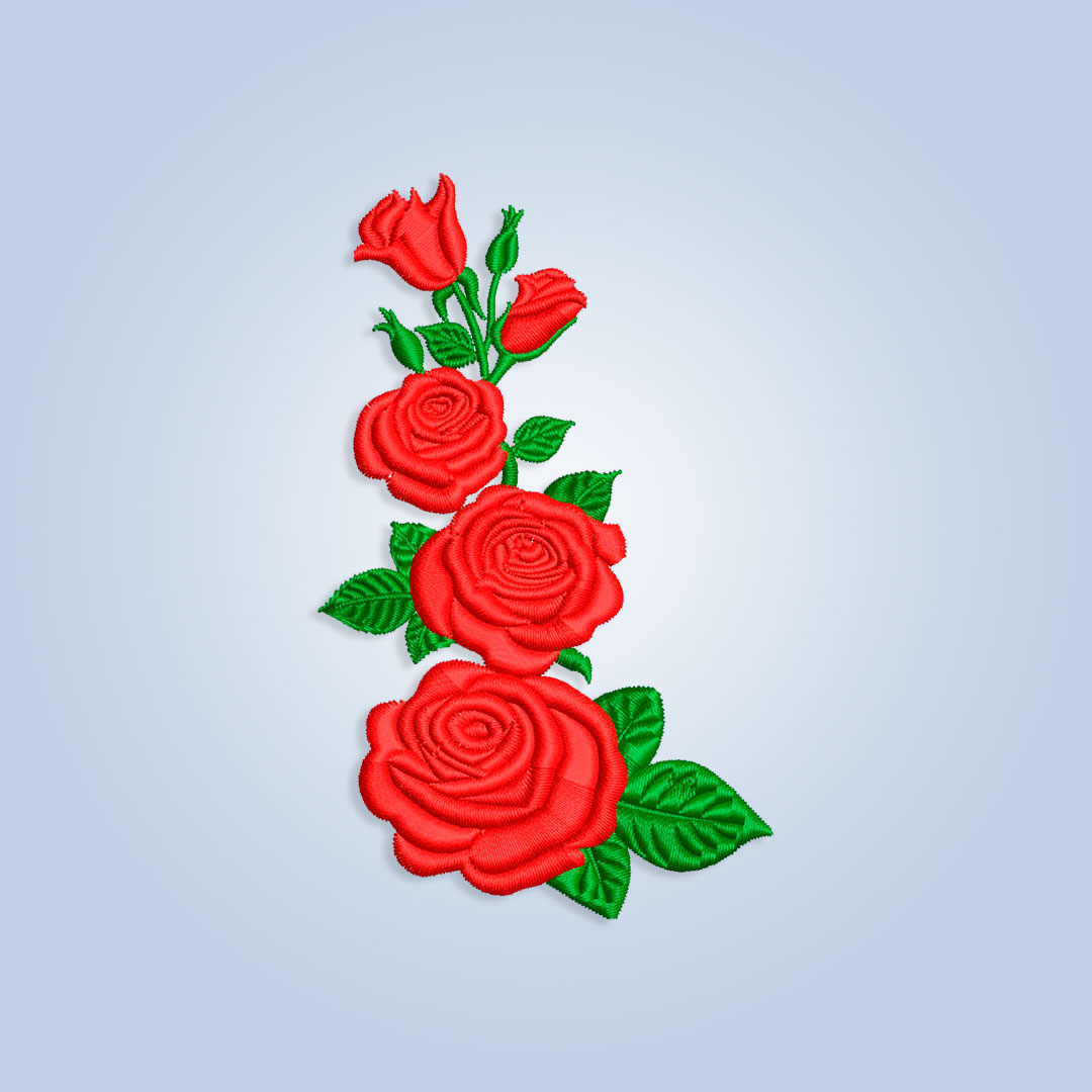 Five Rose Flowers Embroidery design