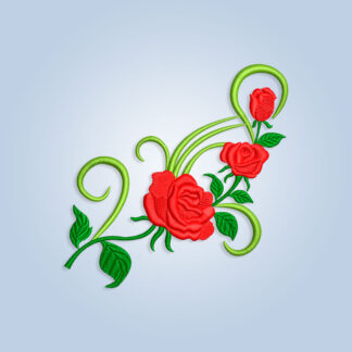 Red Rose Flowers Embroidery design