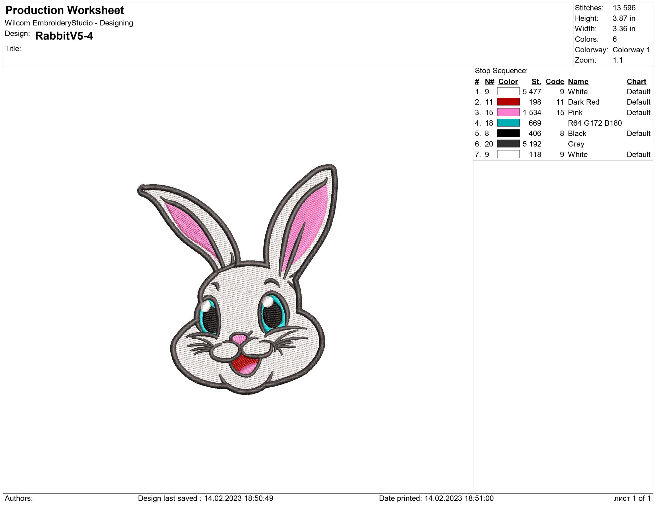 Bunny Rabbit face Embroidery design