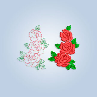 Three red Rose Flowers Embroidery design files