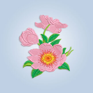 Pink Dog Rose Flowers Embroidery design files