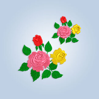 Three Different Colored Roses Embroidery design files