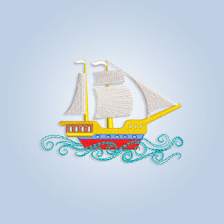 Sailing ship embroidery design