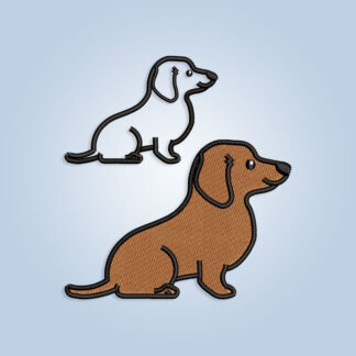 Dachshund dog embroidery design and applique files