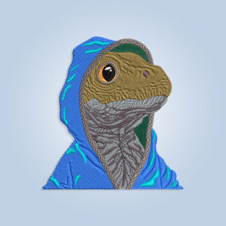 Baby Dinosaur in Blue Hood Embroidery design files
