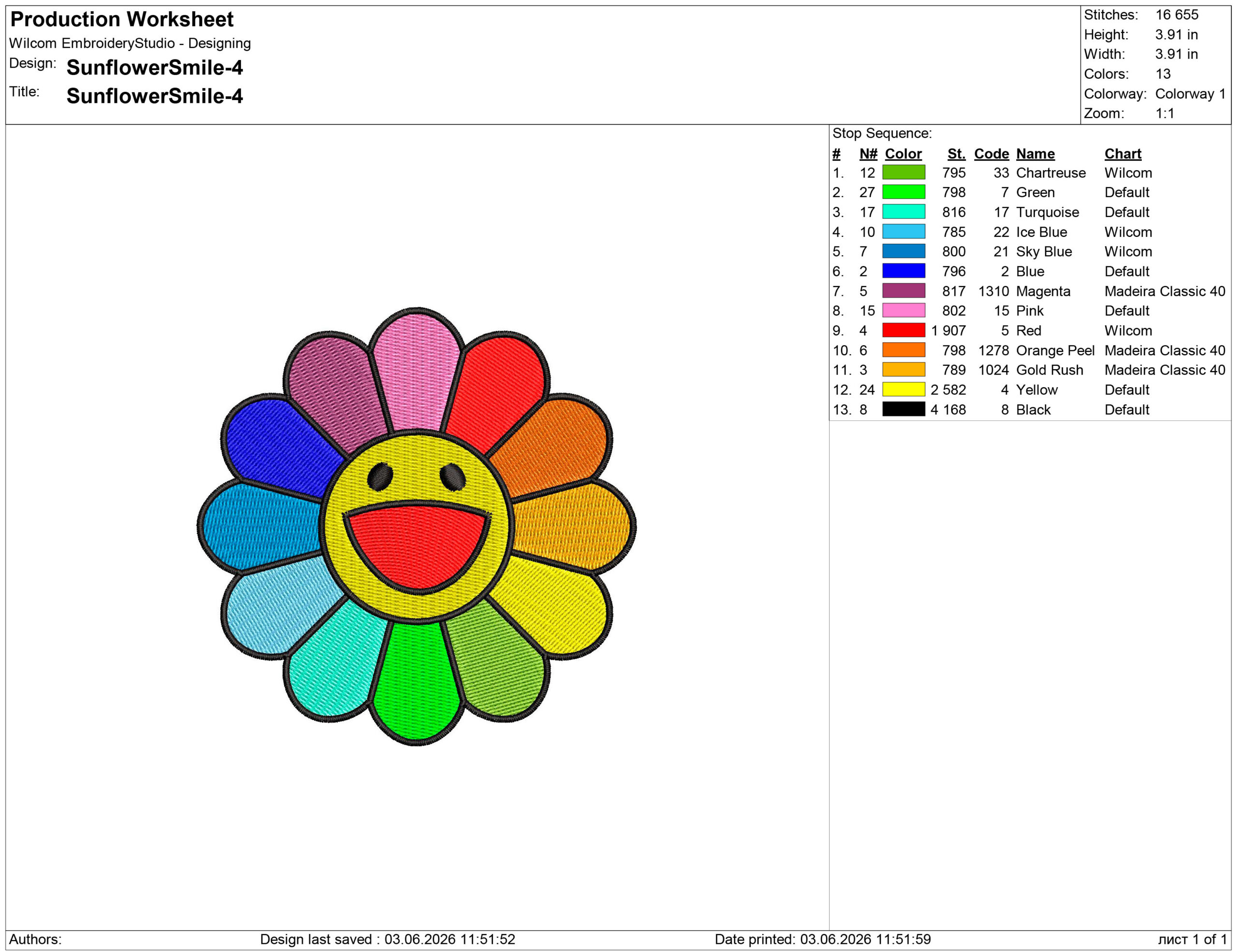 Rainbow Flower Embroidery design files - Image 2