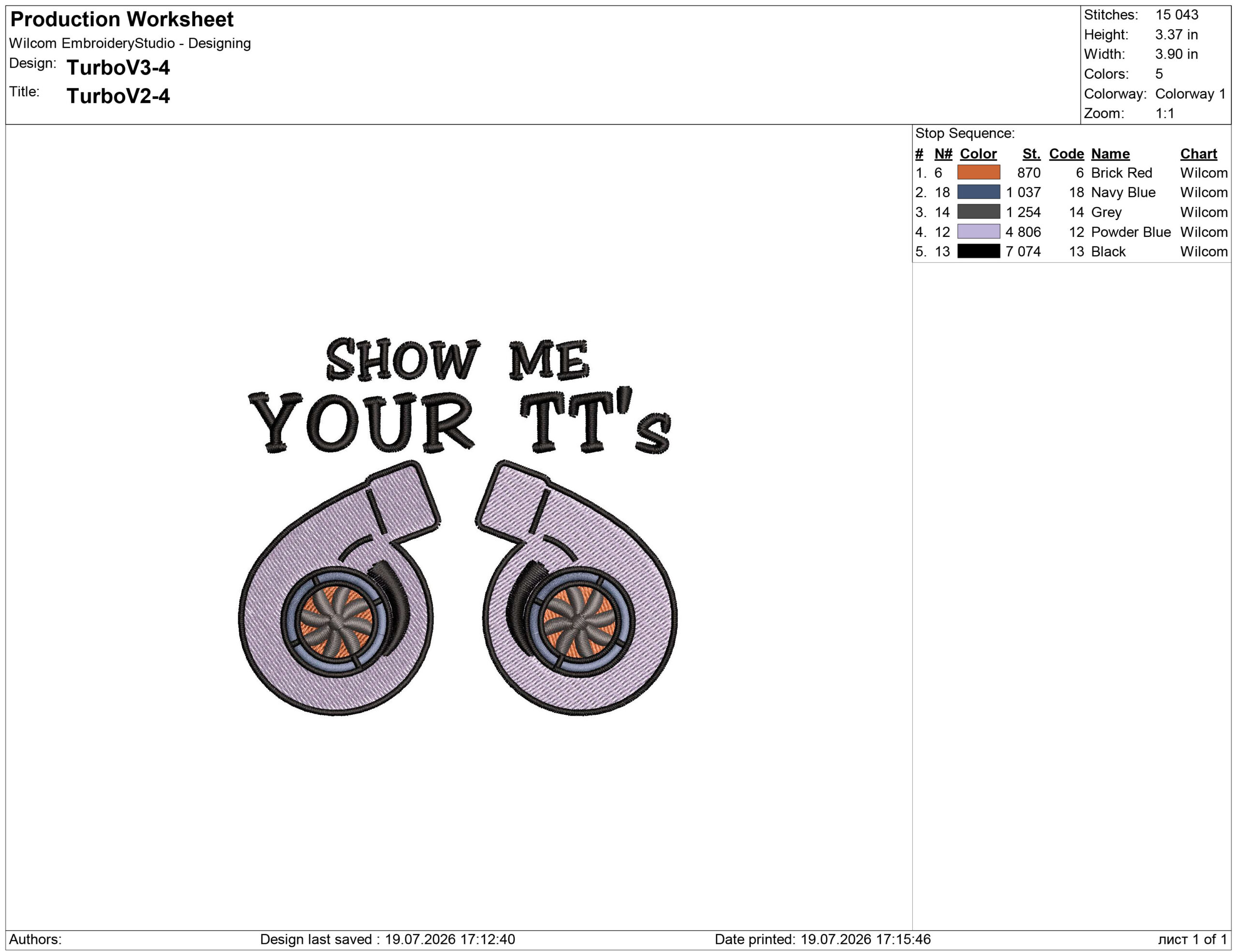 Show Me Your TT's Turbo Embroidery design