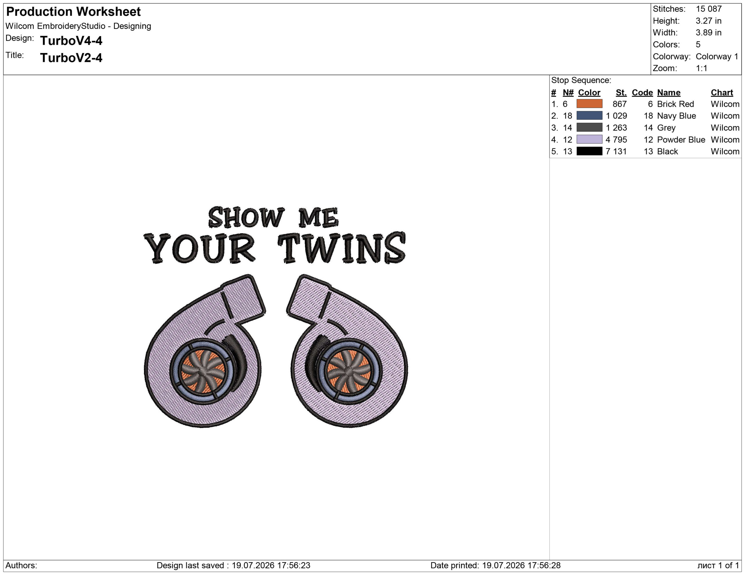 Show Me Your Twins Turbo Embroidery design files - Image 2