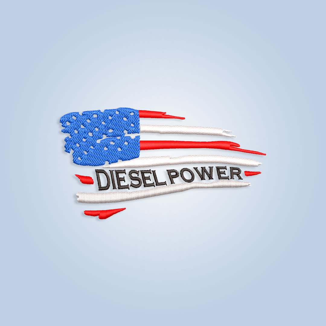 Diesel Power US flag Embroidery design files