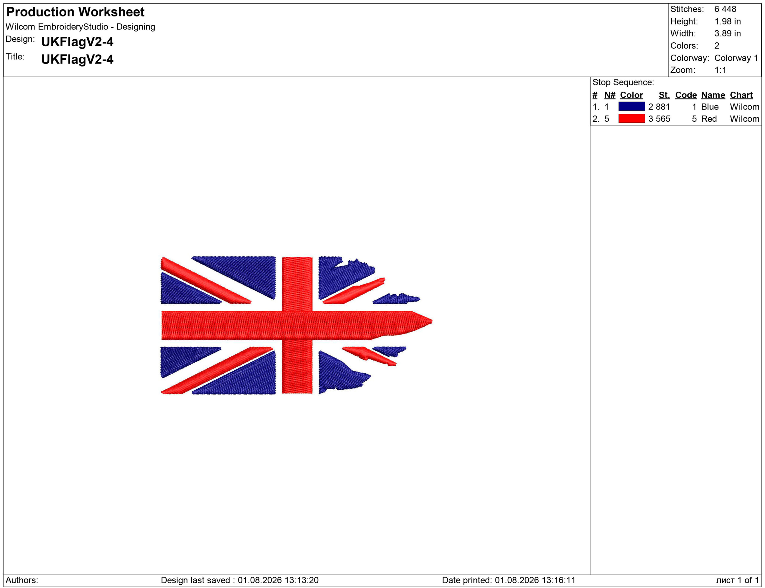 Ragged Flag of Great Britain Embroidery design
