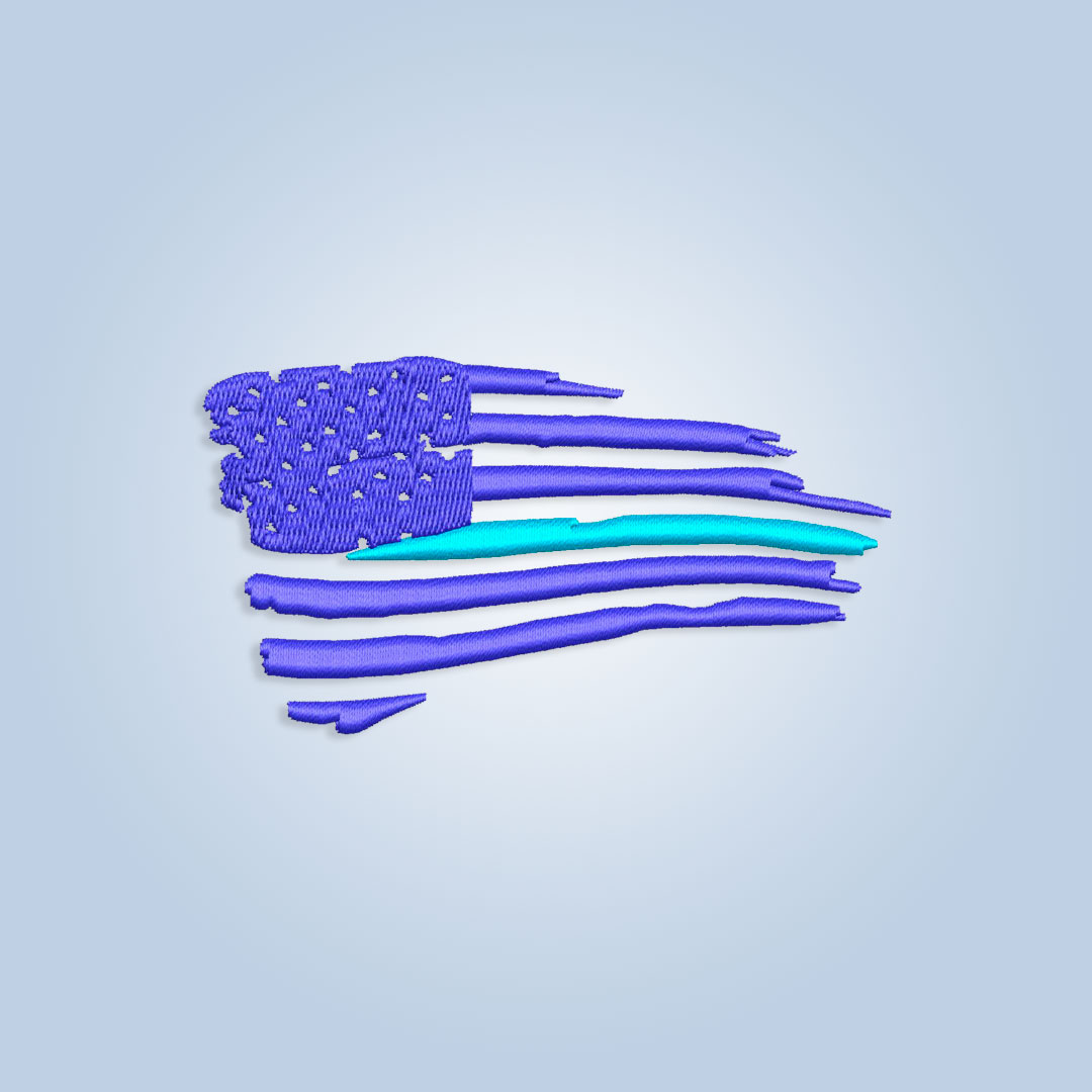 Ragged Thin Blue line flag Embroidery design