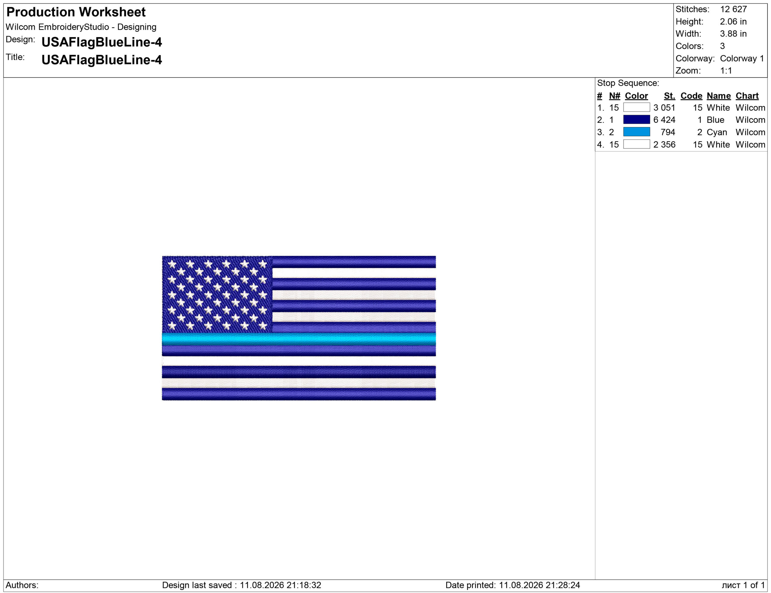 US Thin Blue line flag Embroidery design files - Image 2