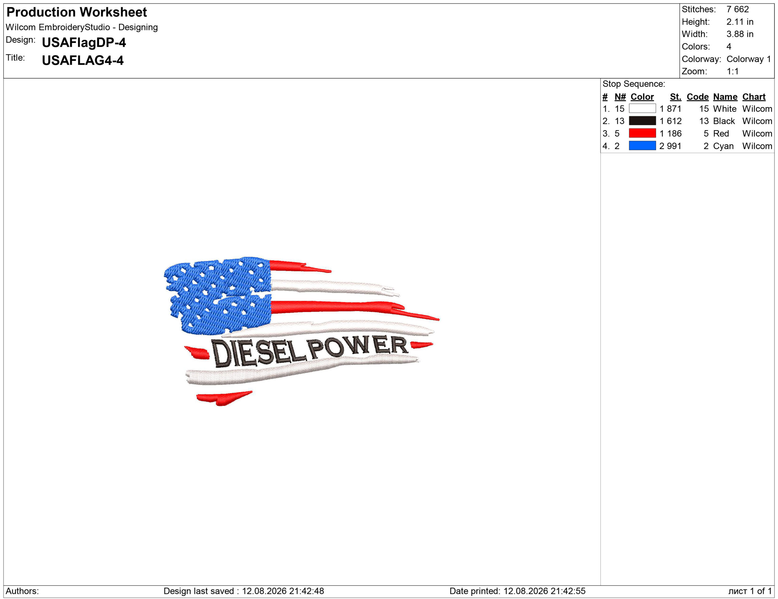Diesel Power US flag Embroidery design files - Image 2