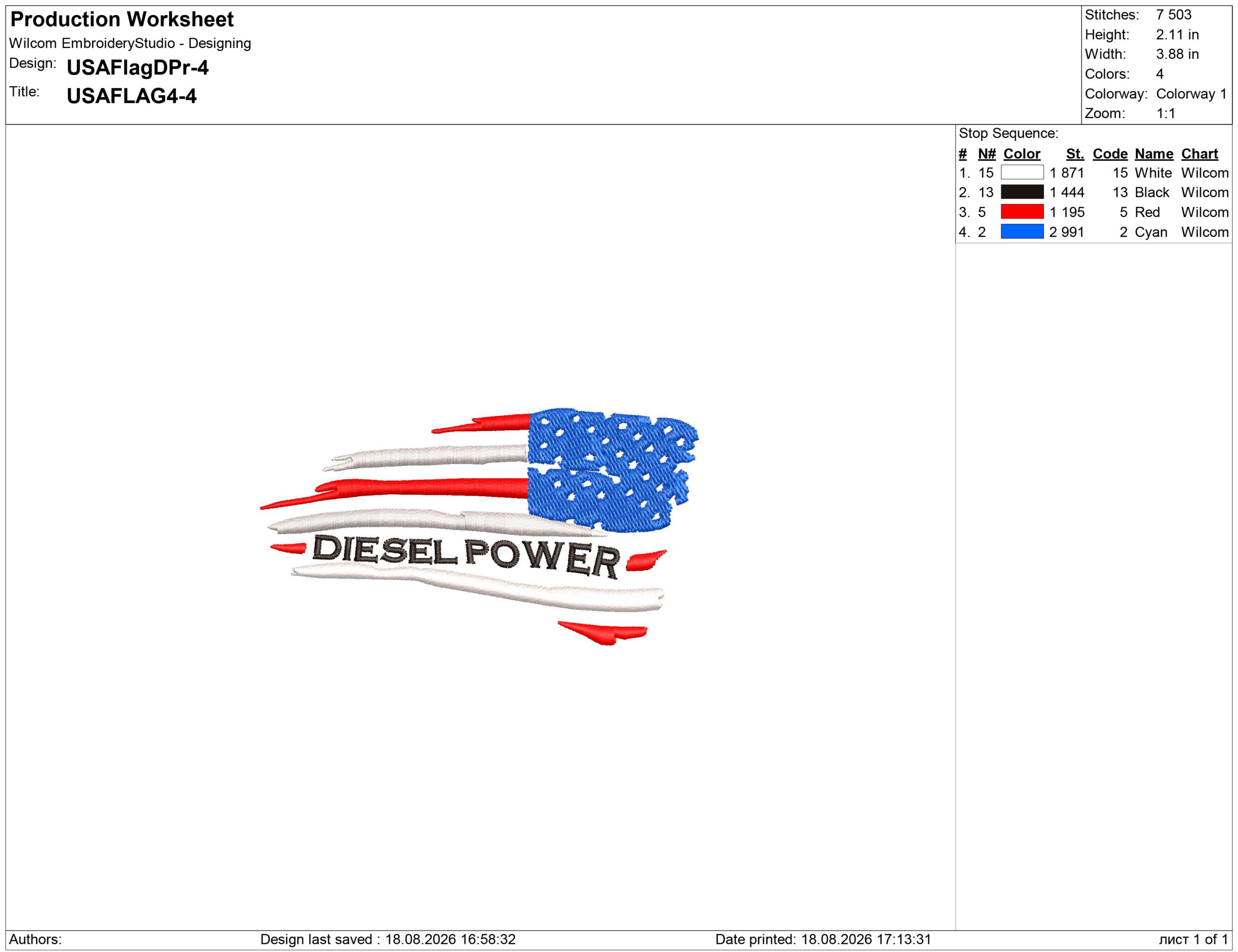 Diesel Power US flag Embroidery design files - Image 3