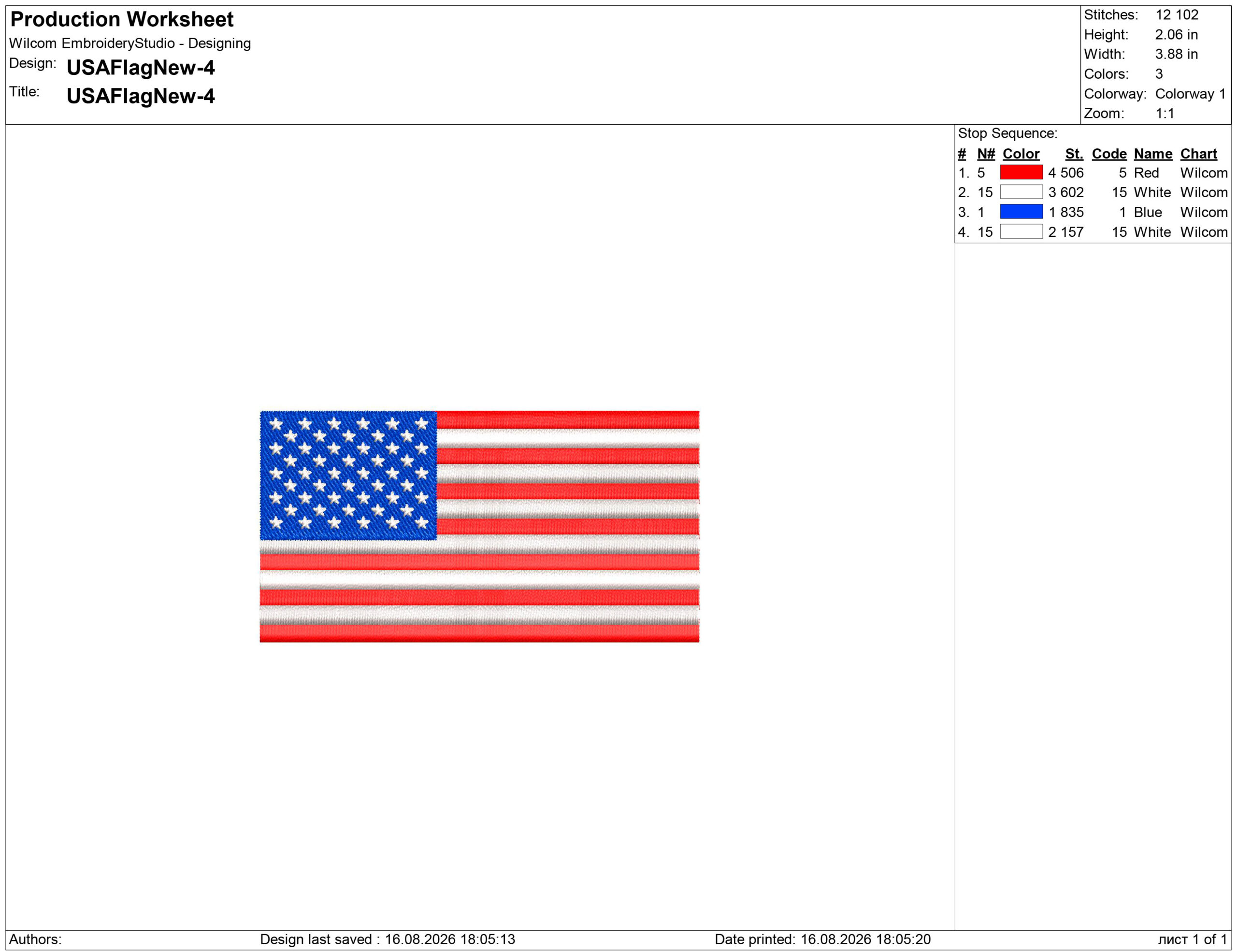 Classic US flag Embroidery design