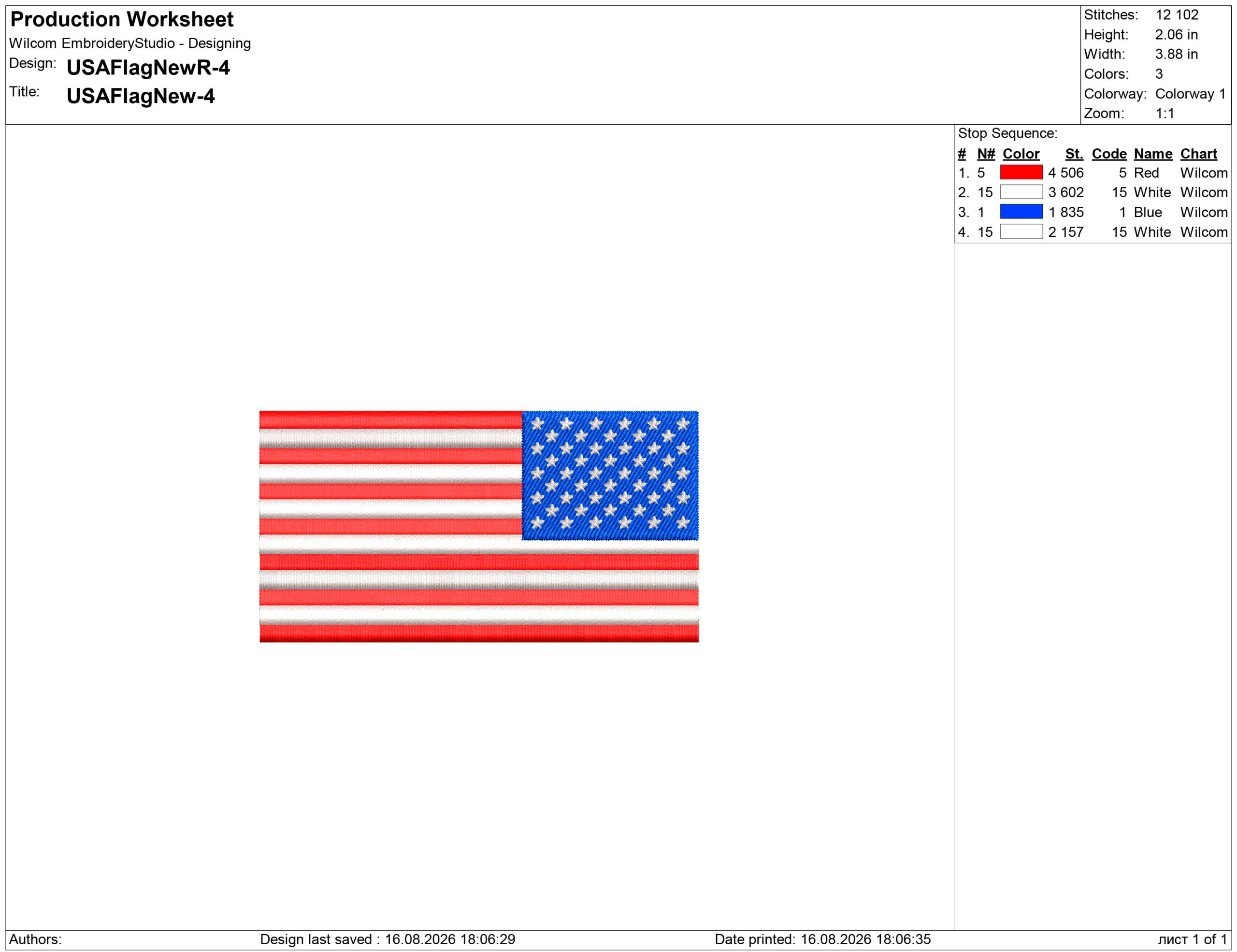 Classic US flag Embroidery design