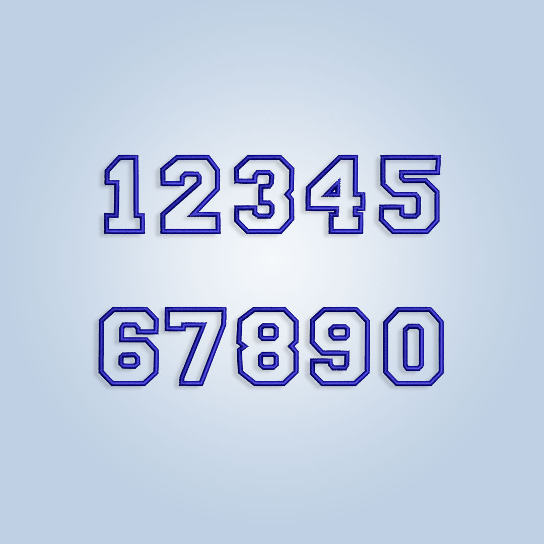 Varsity Sport Numbers Applique Embroidery design