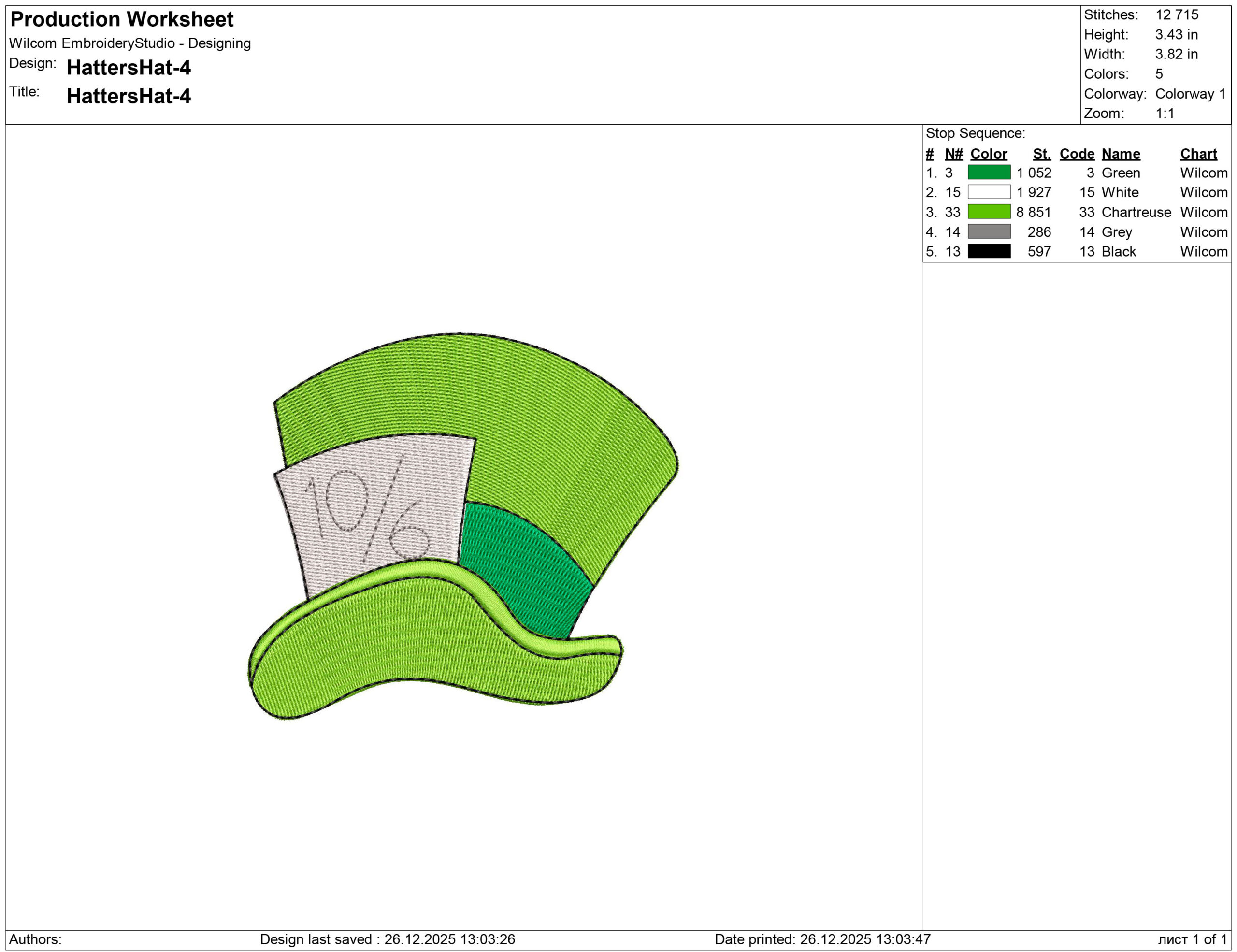 Mad Hatters Hat embroidery design files - Image 2