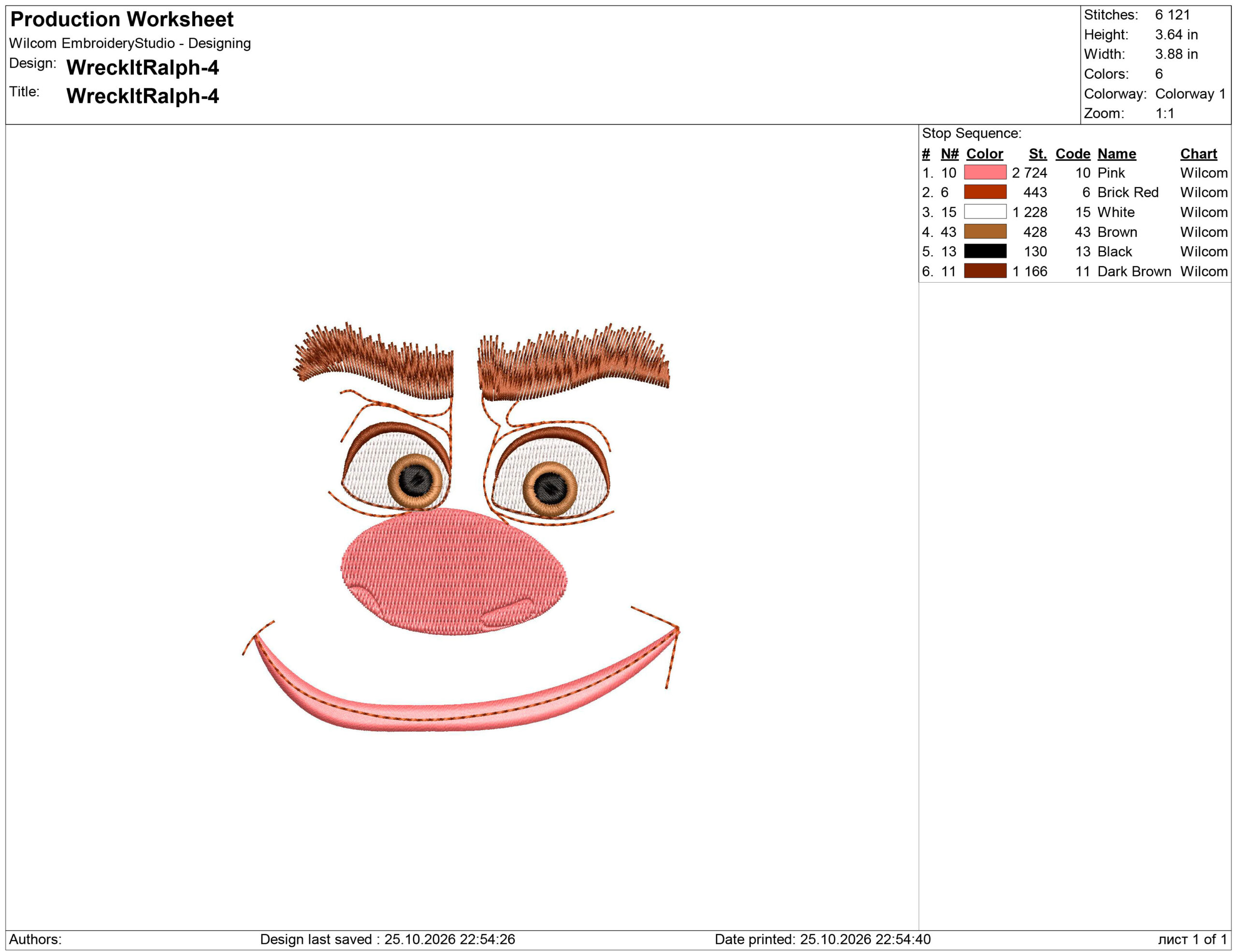 Wreck-It Ralph face Embroidery design files - Image 2